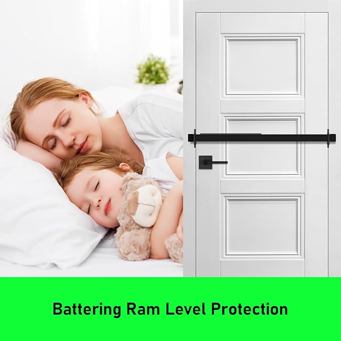 Door Security Bar-by Doorricade-Secure The Entire Width of Your Inward Opening Front Door-Safe Room. Fits Doors up to 32" Wide-Black Edition.