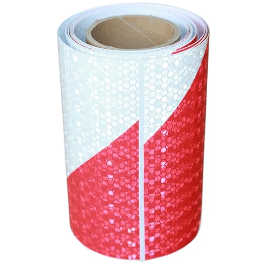 Reflective Tape Red and White 6 inch, Outdoor Waterproof Hazard Conspicuity Warning Industrial Marking Tape (11 feet)
