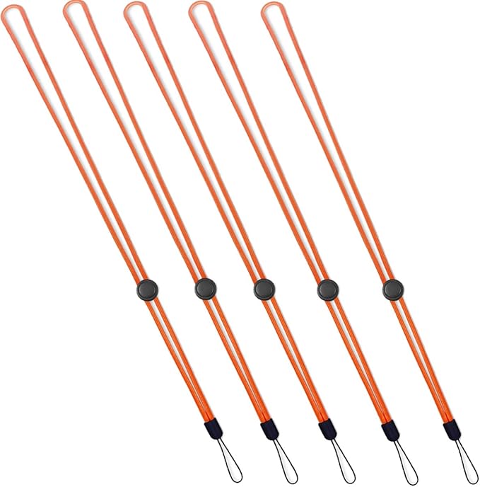 YOUOWO 5 Pack Orange Adjustable Lanyards Neck Strap Lanyard For Keys Pen Phone id Badges Holder Office Name Badges ID Card USB Sticks Whistles iPod