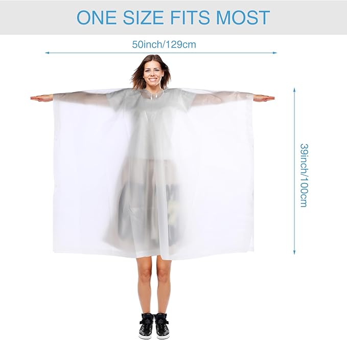 Zhehao 20 Pcs Rain Ponchos for Adult Reusable Waterproof Plastic Rain Coat