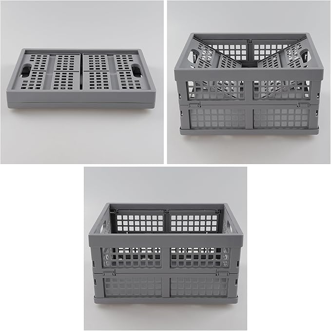 15 Liter Collapsible Storage Crate, Foldable Plastic Crates Set of 4