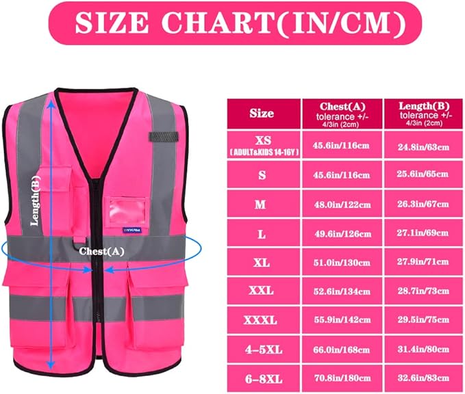 Reflective Security Safety Vests Heavy Duty with 7 Pockets and Front Zipper