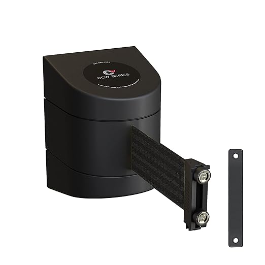 Crowd Control Warehouse - CCW Series WMB-220 Magnetic Wall Mount Retractable Belt Barrier -15 Foot Black Belt and Black ABS Case, Crowd Control Barriers