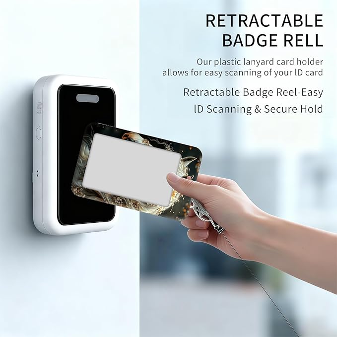 ID Badge Holder with Retractable Lanyard for Women & Men,Vertical ID Card Holder Wallet,Clear Window&Card Slot,Detachable Neck Strap for Nurse Teacher Office,Floral White Horse