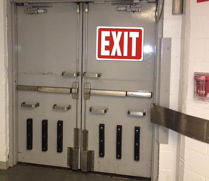 2 Pack Exit Sign, Do Not Enter Emergency Sign Metal, 14 x 10 Inches Reflective Aluminum Easy Mounting UV Protected Weather Resistant Durable Ink