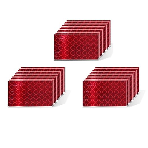 Red Reflective Stickers 1 inch X 2 inch, Outdoor Waterproof High Visibility Warning Safety Adhesive Reflector Tape (30 Pcs)