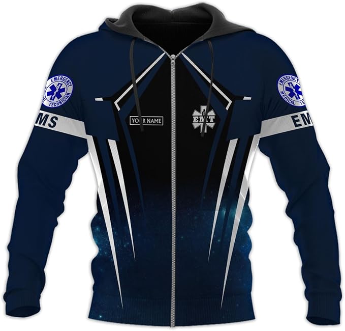 Personalized EMT 3D Shirt, EMT 3D Hoodie, 3D EMS Hoodies for Men, Medical Uniforms EMS Shirt, Emergency Medical Service Shirt