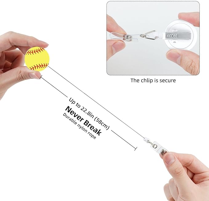 Softball Badge Reels Retractable Badge Holder with Clip for Id Name Tag Office Worker Student Teacher Nurse Doctor
