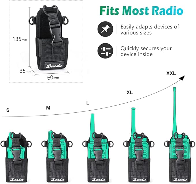 Zeadio Versatile Two-Way Radio Case, Universal Durable Holster Pouch Case Holder for Two-Way Radio Walkie Talkies (ZNC-D, Pack of 6)