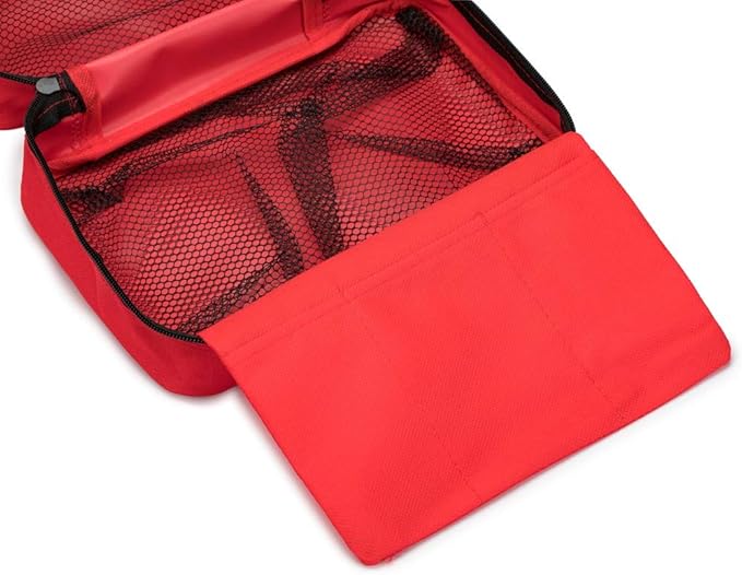 Red First Aid Bag Empty Travel Rescue Pouch First Responder Storage Medicine Emergency Bag for Car Home Office Kitchen Sport Outdoors (Red with Folders)