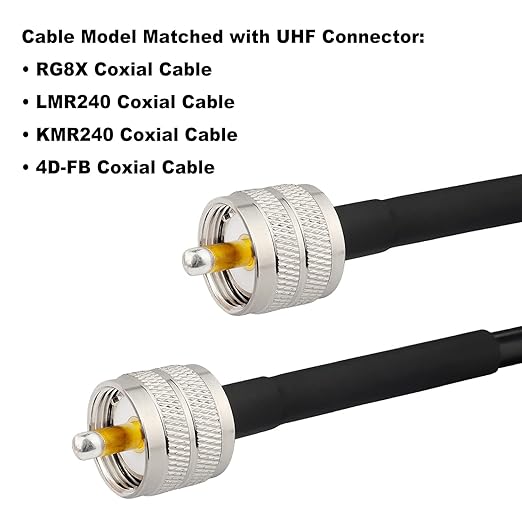 PL259 Male Crimp Connector, UHF SO239 Crimp Coax Connector for RG8X/LMR240/ 4D-FB/ CNT240/ RG8 Mini Coaxial Cable(Pack of 10)