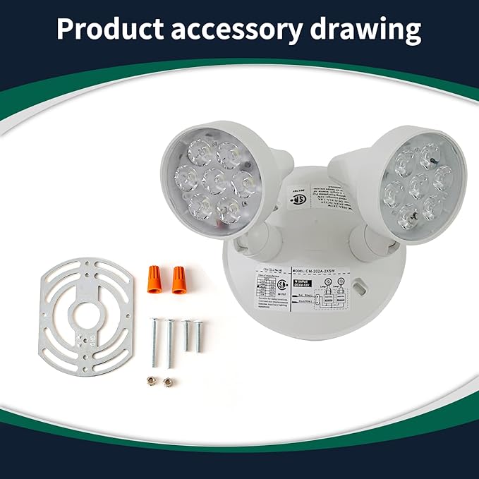 TANLUX Emergency Remote Head Lighting, Double Head Emergency Light, Multi Voltage 6V to 24 Volt Input, 2 by 5 Watts, 2 by 400 Lumen Output, No Battery Inside