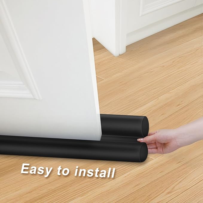 MAXTID Door Draft Stopper for Bottom of Doors Large Door Sweep Under Door Light Blocker Adjustable 34" Black
