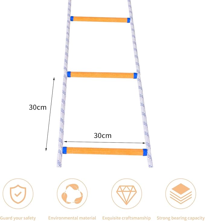 Emergency Fire Escape Ladder, 26.2FT Rope Ladder, Flame Resistant Safety Extension Ladders with 2 Hooks, Fast to Deploy Sturdy and Strong Portable and Reusable 2 Story,Weight Capacity up to 2000 LB