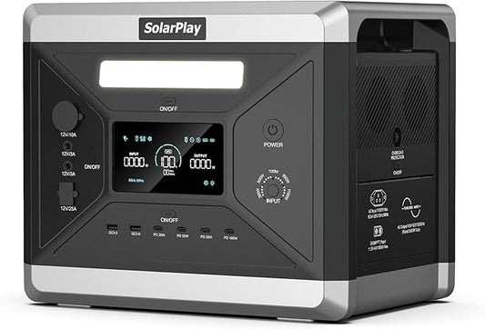 SolarPlay Solar Powered Generator 2400W/2160Wh, for Camping, Home Backup, and Power Outages, Fast Charging LFP Battery, 4 AC Outlets Emergency Q2501 Portable Power Station
