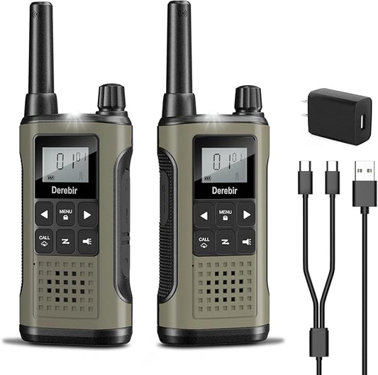 Walkie Talkies Long Range for Adults-2 Pack Rechargeable Walkie Talkies 22 FRS Channels 2-Way Radios with NOAA Weather Alert,VOX,Flashlight and 1500mAh Li-ion Battery for Family Camping Hiking