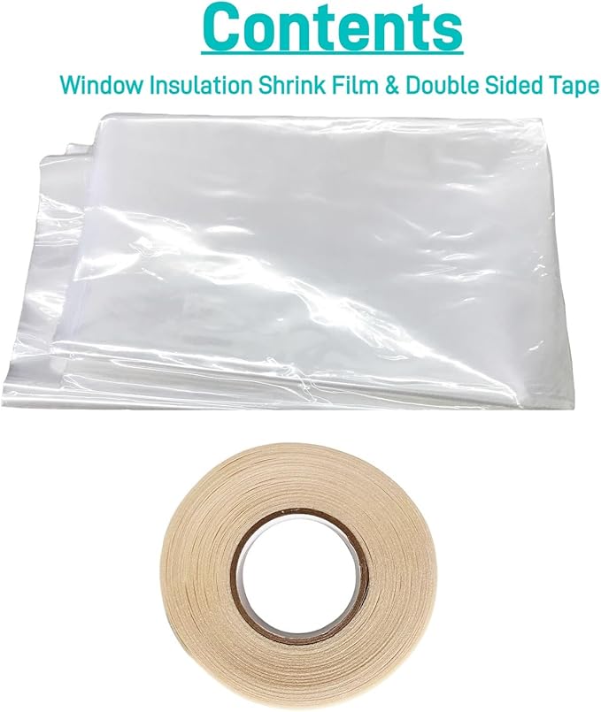 Indoor Window Insulation Kit, Clear Window Film Keeps Cold Drafts Out and Warm Air in (5W(62x210IN))