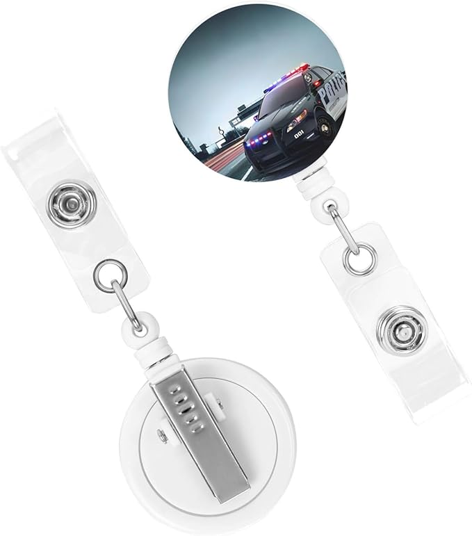 Police Car Badge Reels Retractable Badge Holder with Clip for Id Name Tag Office Worker Student Teacher Nurse Doctor