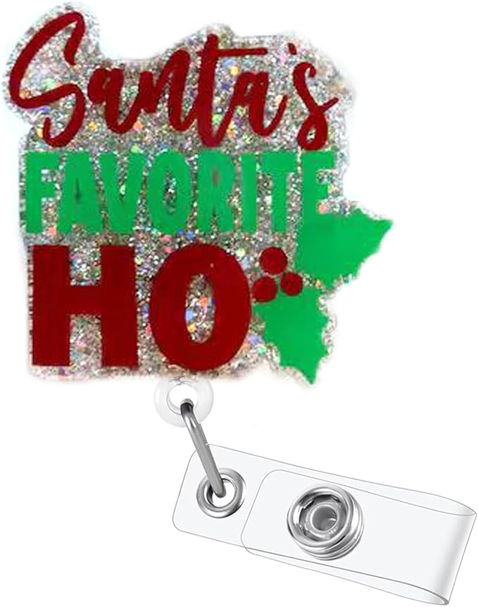 Christmas Holly Badge Reel Retractable Nurse Nursing Name Tag Decor Xmas Badge Holder for Medical Worker Cute Winter Gifts Holiday Badge Reels with Alligator Clip & 24” Durable Nylon Cord