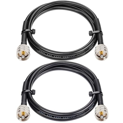 RG8x Jumper Cable 3ft,2 Pack PL259 Jumper CB Coax Cable 50 Ohm,UHF PL259 Male to Male Low Loss CB Antenna Extension for HAM Radio,VHF Radio,SWR Meter,Antenna Analyzer