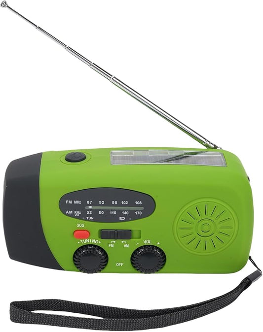 2000mAh Wind Up Radio, Portable Solar Emergency Radio with SOS Alarm, AM FM Weather and Torch, for Power Outage Camping Hiking (Green)