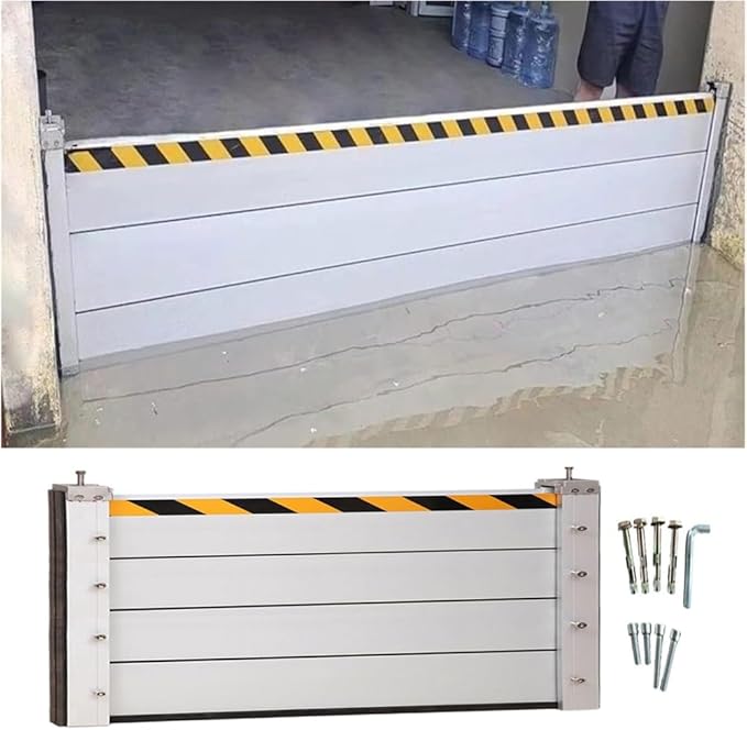 Flood Protection Barrier Door, 3/4/5/6/7/8/9/10/11/12/13ft Long Aluminum Road Flood Barrier Water Deflector, Suitable for Underpass, Factory, Garage Entrance, Removable Temporary Dams(H 2.6ft(