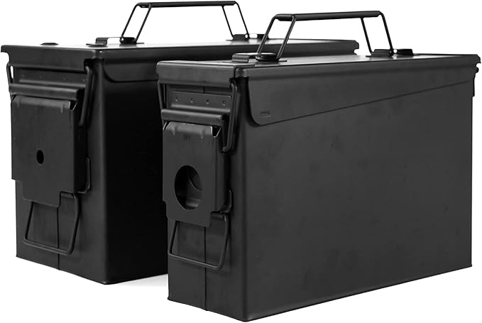 GUGULUZA Metal Ammo Can 30/50 Cal, Lockable Bullet Storage Case, Waterproof & Airtight Containers Box with Flip Top for Long-Term Storage Shotgun, Rifles, Pistols Ammunition
