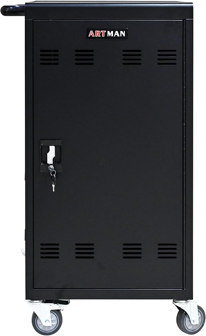 45 Devices Laptop Charging Cart,Tablet Storage Carts for pad Up to 16.3" Screen Size, Classroom Computer Mobile Charging Station for Pads, Chromebooks,Laptops, Security Storage(45 Bay-Black)