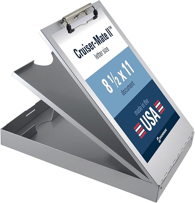 Saunders Metal Clipboard with Storage - Letter Size Heavy Duty Contractor Grade Clipboard - Dual Storage Form Holder with Low Profile Clip Made in USA