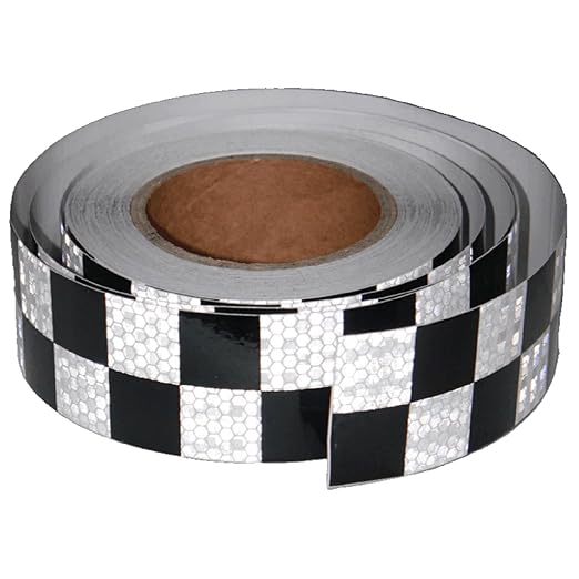 Black and White Reflective Tape Outdoor Waterproof 2 Inch x 68 Feet, Night Safety Reflector Stickers for Vehicles