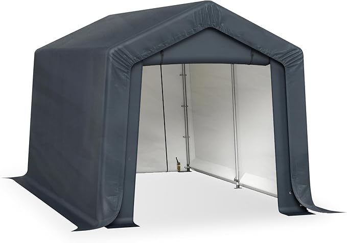 MFSTUDIO 8x12 Storage Sheds, Outdoor Shades Portable Storage Shelter Garage with Rolled up Zipper Doors, Heavy Duty Garages Carport Tent for Motorcycle, Bicycles and Outdoor Tools