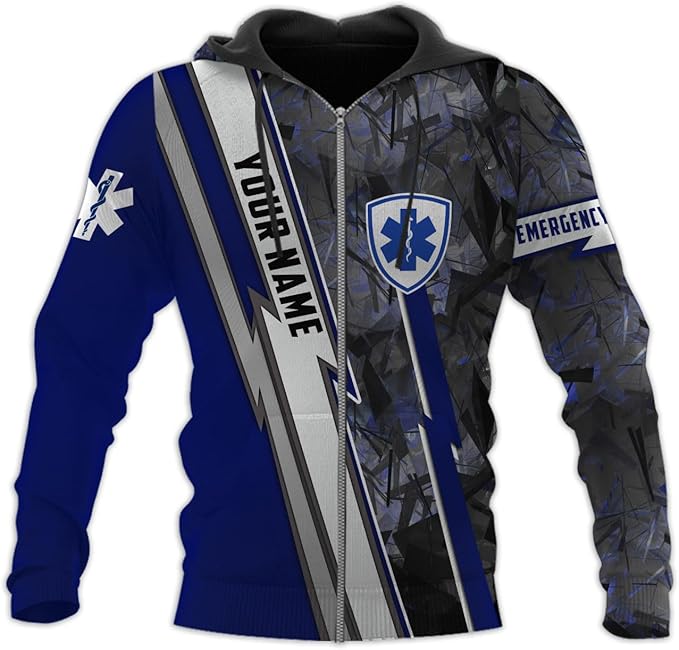 Personalized EMT 3D Shirt, EMT 3D Hoodie, 3D EMS Hoodies for Men, Medical Uniforms EMS Shirt, Emergency Medical Service Shirt
