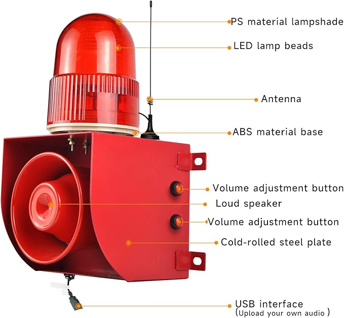 Wireless Alarm Siren 0.31Mile Range Multitone 120dB Loud Horn Waterproof Security Siren for Industry Business Home Shop Hotel School AC110-120V