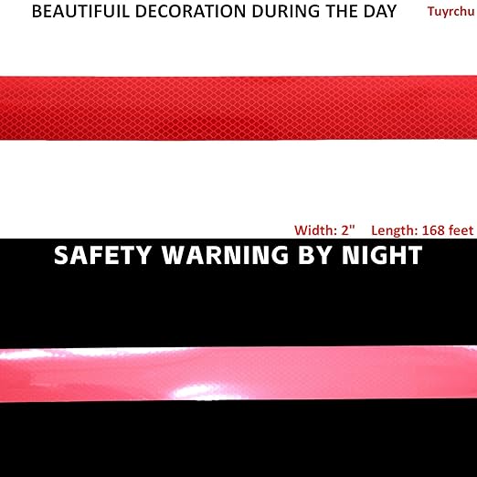 Non Fading Red Reflective Tape Outdoor Waterproof 2 inch, High Visibility Warning Industrial Marking Tape,Safety Stickers (68 feet)