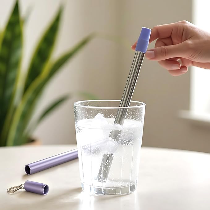 Sursip Water Filter Straw Reusable Stainless Steel Portable Outdoor Emergency Survival Gear for Camping & Hiking Travel Personal Water Purifier Filter Straw(1 Pack)