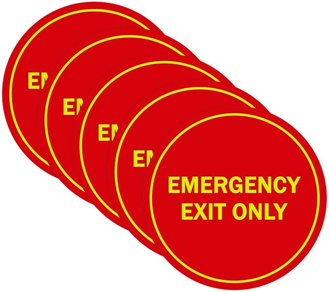 Signs ByLITA Circle Emergency Exit Only Sign (Red/Yellow) - X-large 5 Pack