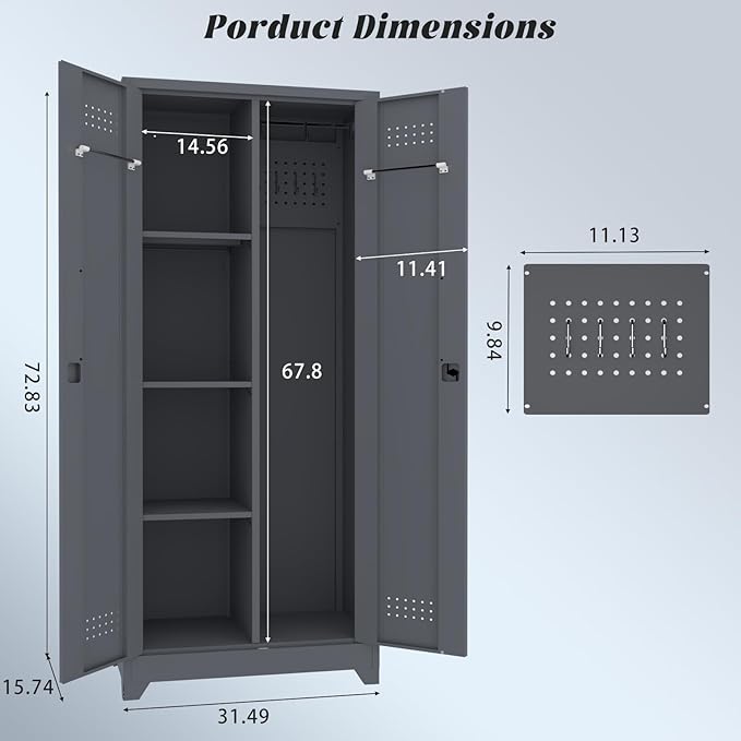 Storage Cabinet,Metal Locking Cabinets with Doors and Shelves,Functional Garage Storage Cabinet for Garage, Home Office,Gray
