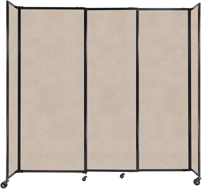 Versare Straightwall Sliding Portable Wall Partition | Freestanding Office Dividers | Locking Wheels | Temporary Room Separator | 7'2" Wide x 6'10" Tall Beige SoundSorb Panels