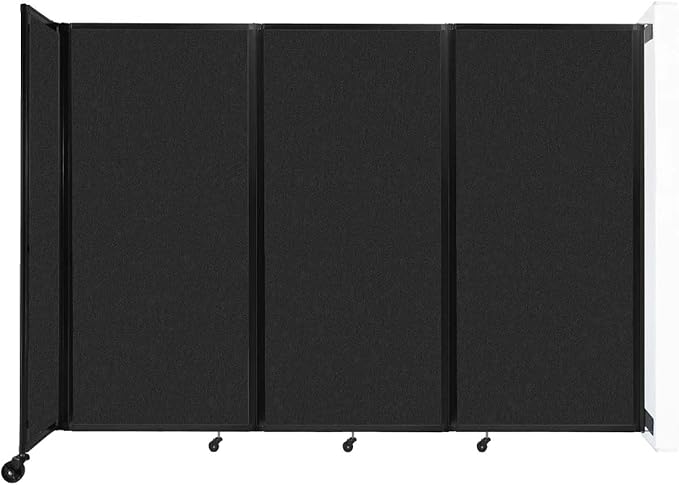 Versare Room Divider 360 Wall-Mounted Folding Partition | Locking Wheels | Temporary Room Separator | 8'6" x 6' Black SoundSorb Panels