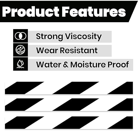 ADHES Black and White Caution Tape, 2 Inch X 108 Feet x 36 Rolls Weather-Resistant & Strong Adhesive Hazard Tape Warning Tape for Marking Walls, Floors, Pipes and Equipment