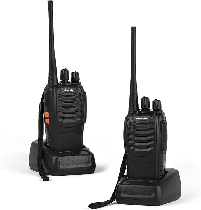 Walkie Talkies Rechargeable Long Range Two Way Radios 16 Channel with Earpiece (2 Pack)