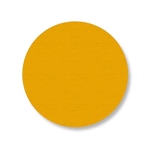 Mighty Line 5.7" Solid Dot Shaped Floor Marking Tape for Safety, Caution, Warning, Heavy-Duty, Peel and Stick, Adhesive Circle Spots, Industrial Quality, Yellow, Pack of 100