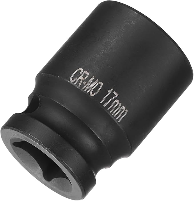 HARFINGTON 4 Point Square Socket 1/2" Drive 17mm Metric Square Impact Socket CR-MO Blackening Standard Wheel Sockets Pneumatic Socket Tool for Auto Repair Mechanical Maintenance Home Use