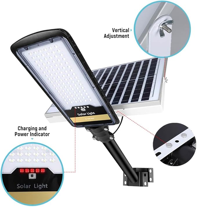Joylight 8000W Solar Street Lights Outdoor, Dusk to Dawn IP67 Security Led Flood Light Lamp with Remote Control Mounting Pole and Bracket Garden, Street, Court, Parking Lot