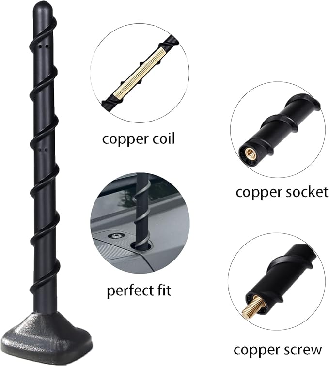 7" Short Antenna for Ford Bronco, Fits for Ford Bronco Full Size 2021 2022 2023 2024 2025, 7-inch Spiral AM FM Radio Antenna Replacement for Bronco Accessories F150
