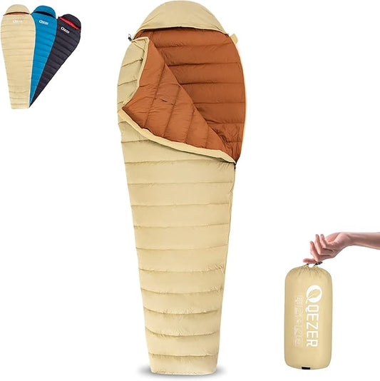 Ultralight Down Sleeping Bag for Adults with 600 Fill Power, Compact Sleeping Bag for Backpacking, Hiking and Camping