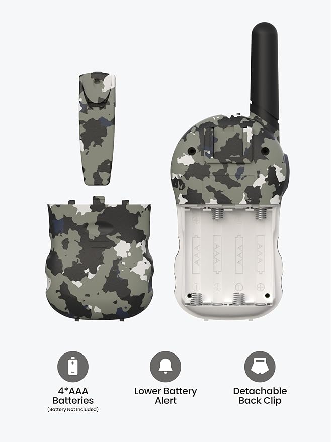 FOREDOM Walkie Talkies for Kids Walkie Talkies Long Range for Boys & Girls Age 3 to 12 Year Old Birthday Cool Army Toys - 2 Pack