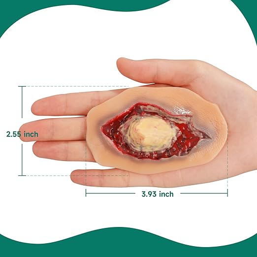 Silicone Ankle Fracture Wound Model, Wearable Moulage Simulation for Medical Training, Self-Adhesive Ankle Injury Simulator with Exposed Bone and Torn Flesh