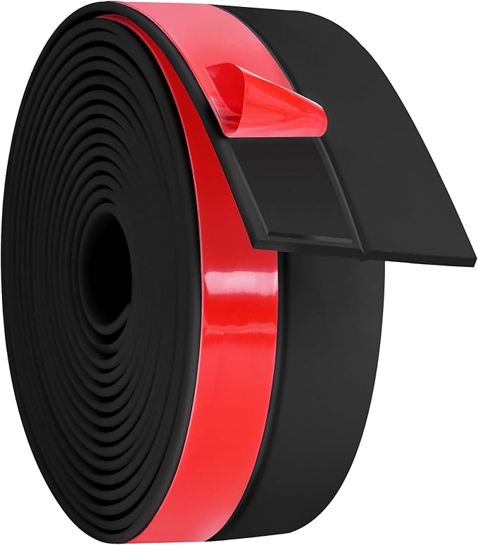 ToLanbbt Silicone Door Seal Strip 2in x 10ft, Black - Weather Stripping for Doors & Windows