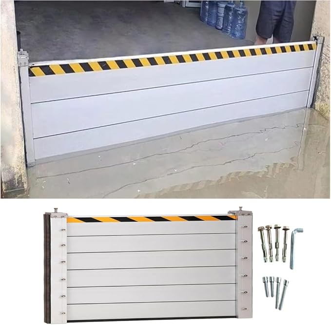 Flood Protection Barrier Door, 3/4/5/6/7/8/9/10/11/12/13ft Long Aluminum Road Flood Barrier Water Deflector, Suitable for Underpass, Factory, Garage Entrance, Removable Temporary Dams(H 3.9ft(